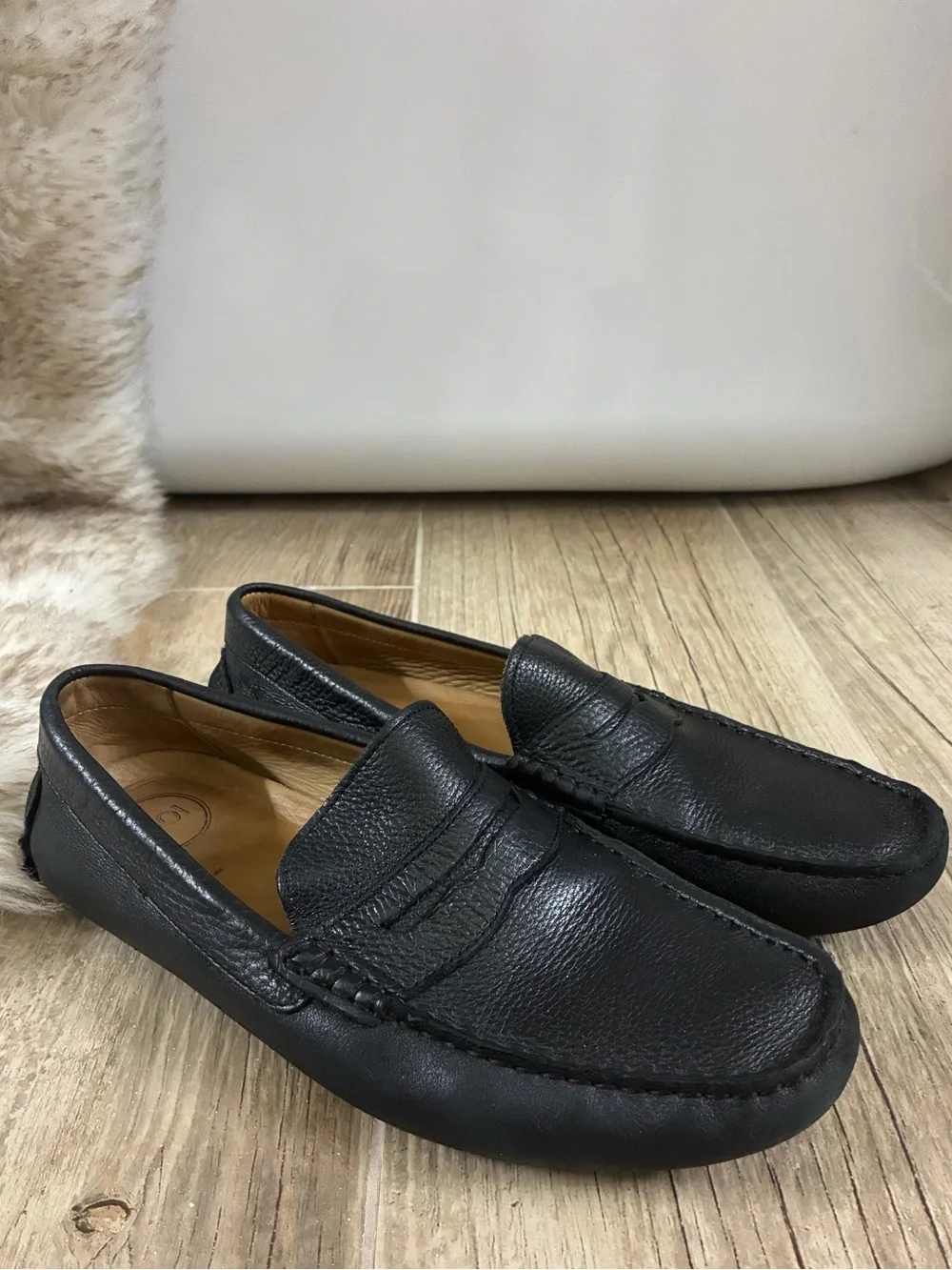 1901 Men’s Black Leather Penny Loafers Driving Shoes Size 9.5 M